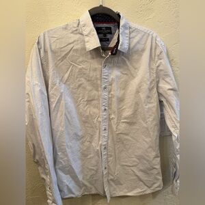 Michael Brandon Blue and White Patterned Slim Fit Sz L Men’s button down Shirt